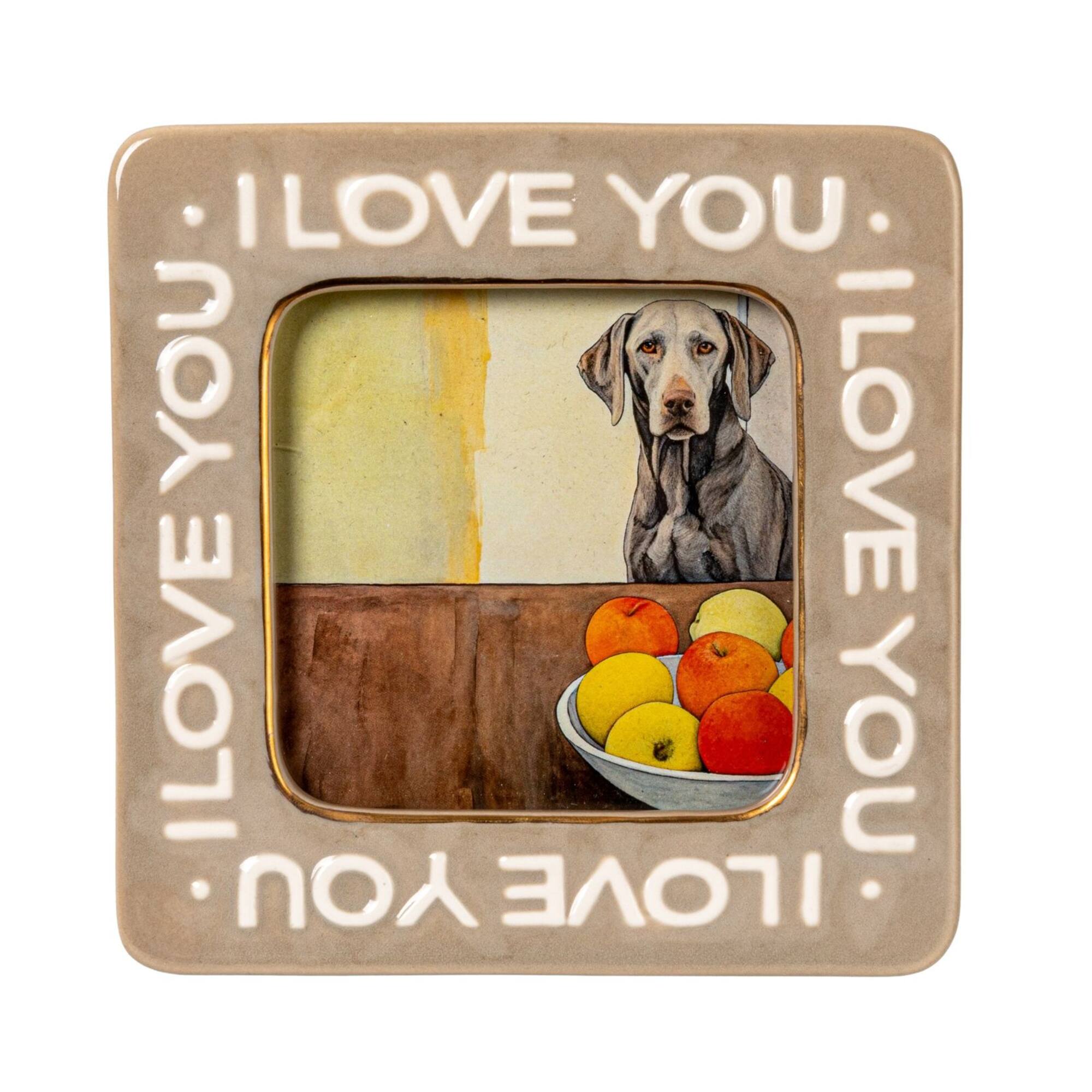Hello Honey® Beige “I Love You” Stoneware Photo Frame